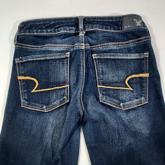 American Eagle Super Stretch Skinny Women Dark Blue Jeans Size 2Long 28x30.5 - Picture 4 of 12